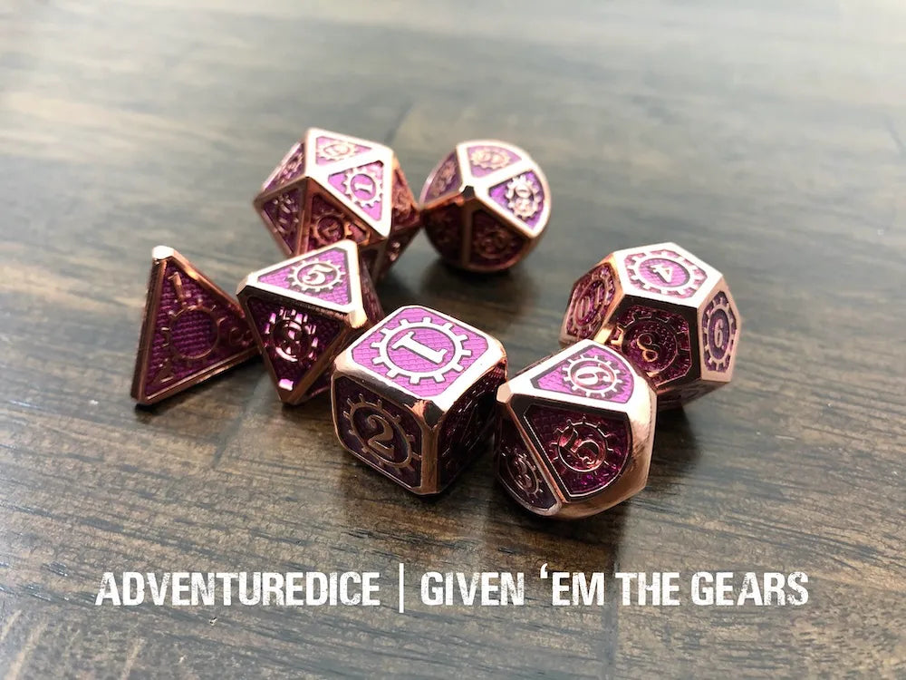 Given 'Em The Gears metal dice set