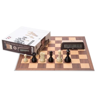 Chess Starter Box: Brown (Pieces + Board  + Clock)