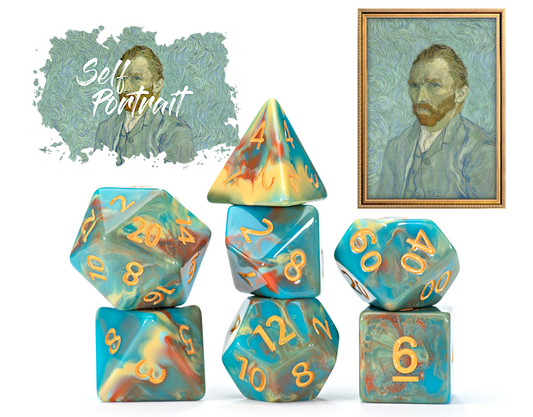 Van Gogh Dice: 7Pc Self Portrait