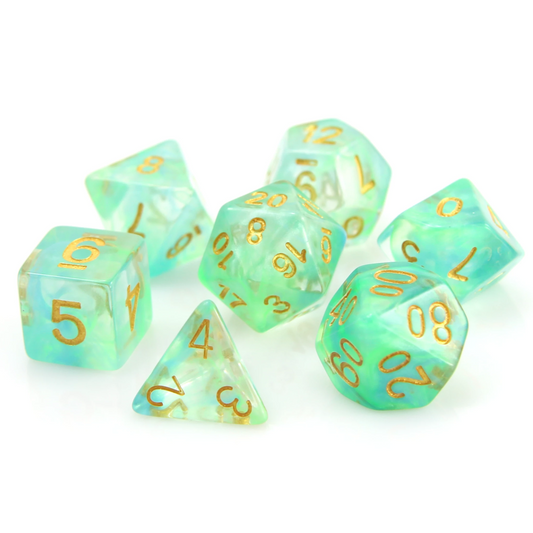 Die Hard Dice: 7pc Emerald Wisp