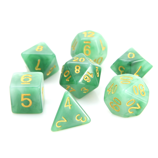 Die Hard Dice: 7pc Jade with Gold