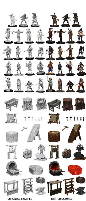 Wizkids Unpainted Minis: Townspeople/Accessories