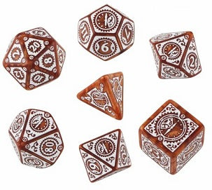 Steampunk Clockwork Dice Set - Caramel/White