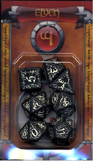 Elven Dice Set- Black with Glow