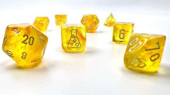 Lab Dice Borealis: 7-die set with Bonus Dice- Canary/White Luminary