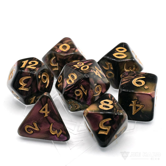 Die Hard Dice: 7pc Elessia Dagda with Gold