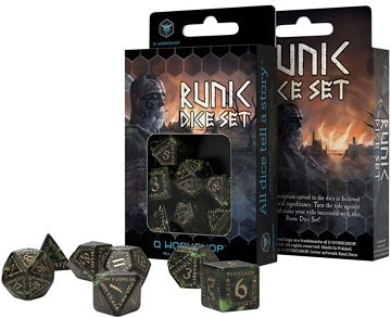 Runic Dice Set: 7pc Bottle Green/Gold